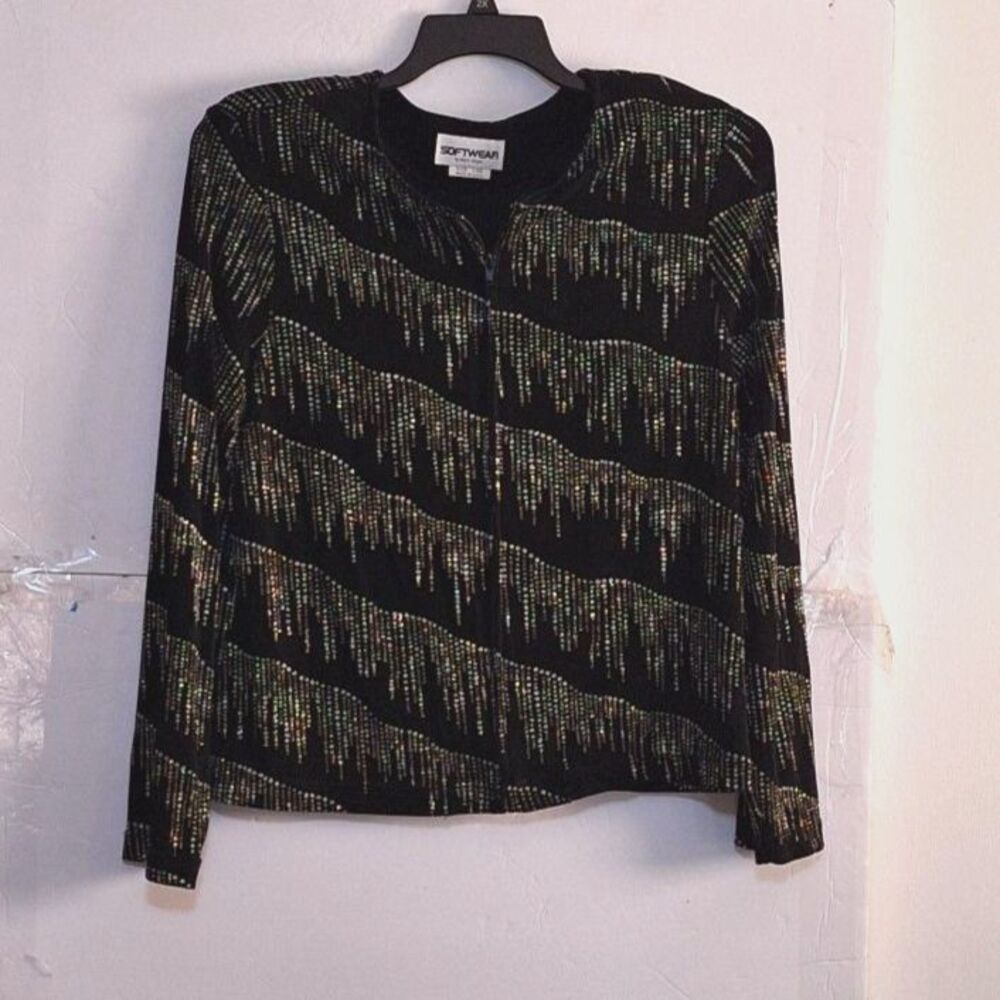 A Softwear by Marc Singer Vintage Cardigan Rhinestone Sparkly Eveningwear L